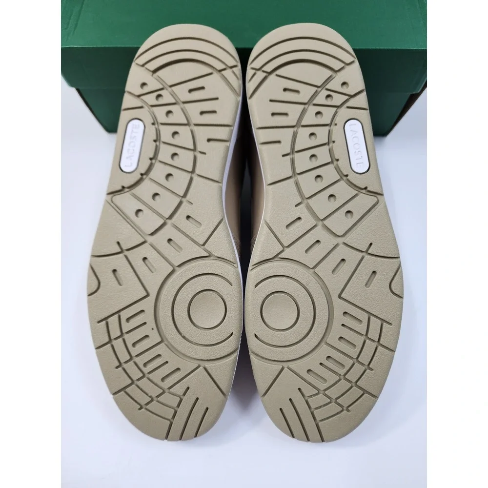 Lacoste Court Cage 224 1 Mens White Tan Leather Sneakers 748SMA0016BW8 Size 12